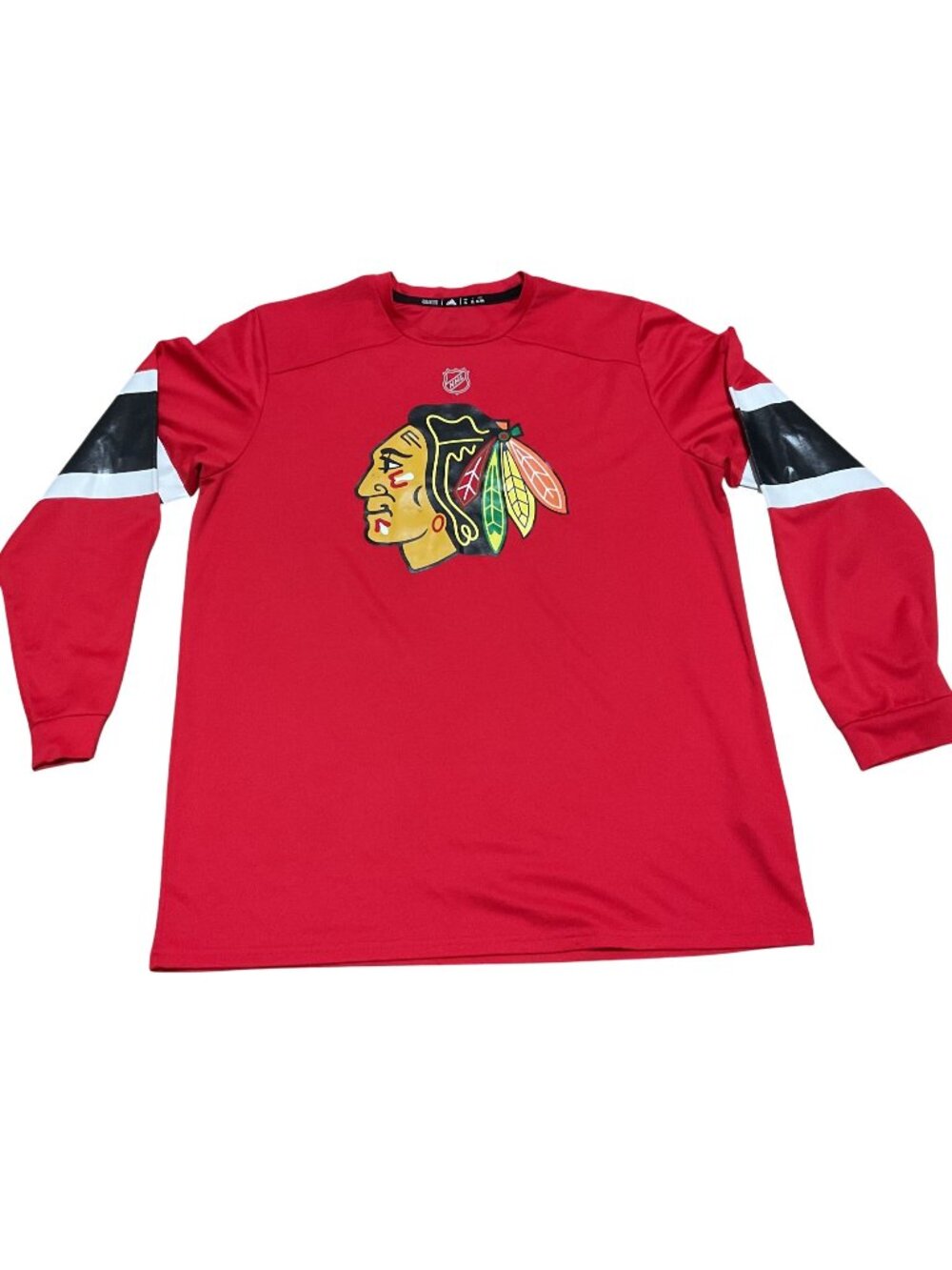 Adidas NHL Chicago Blackhawks Red Long Sleeve Shirt XL 100% Polyester Climalite